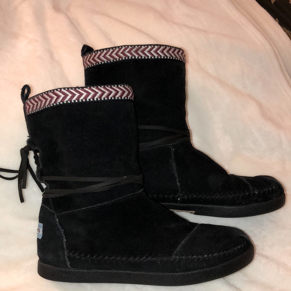 Toms Black Suede Boho Nepal Ankle Moccasin Boots